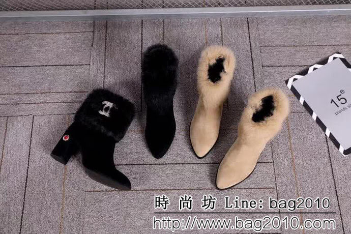 CHANEL香奈兒 2018小香最新款 羊京配卡兔毛 時尚8寸短靴 QZS1778